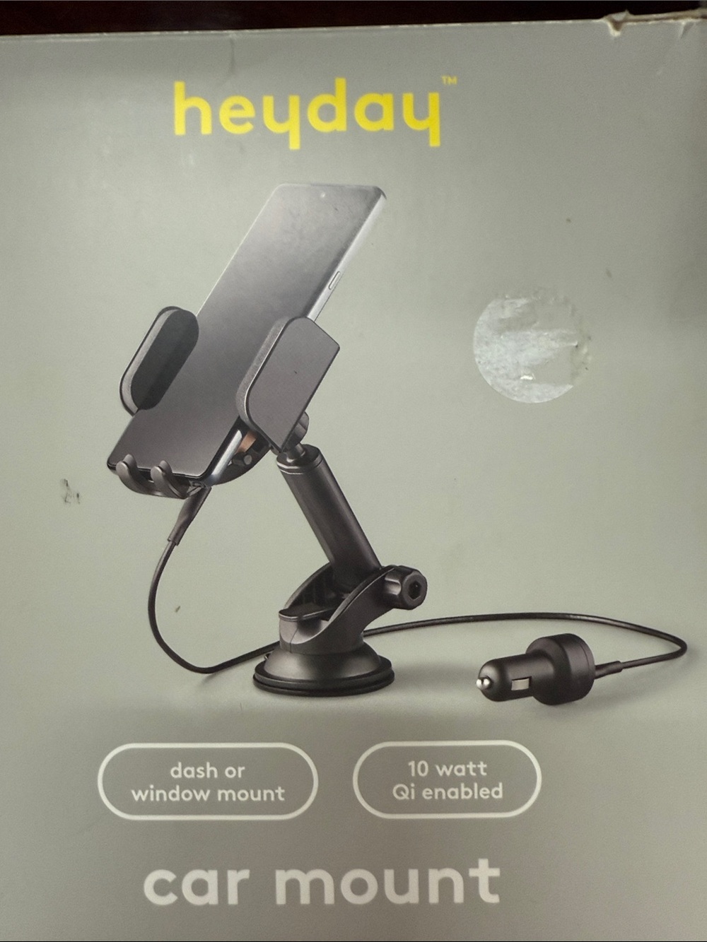 heyday Gray Car Phone Mount with Suction Dash/Window Base